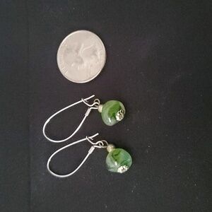 Jade green wired earrings